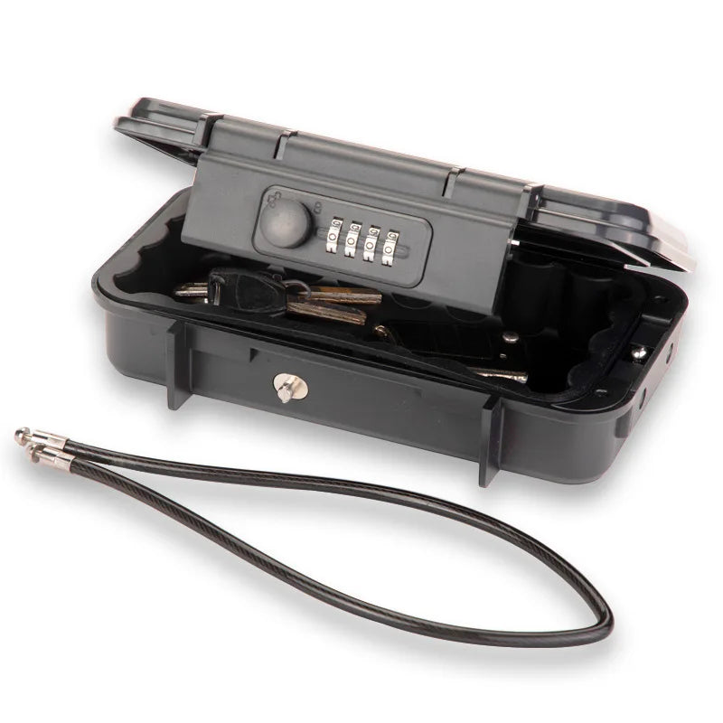 Portable Outdoor Lockbox with Cable & Code for Keys and Valuables