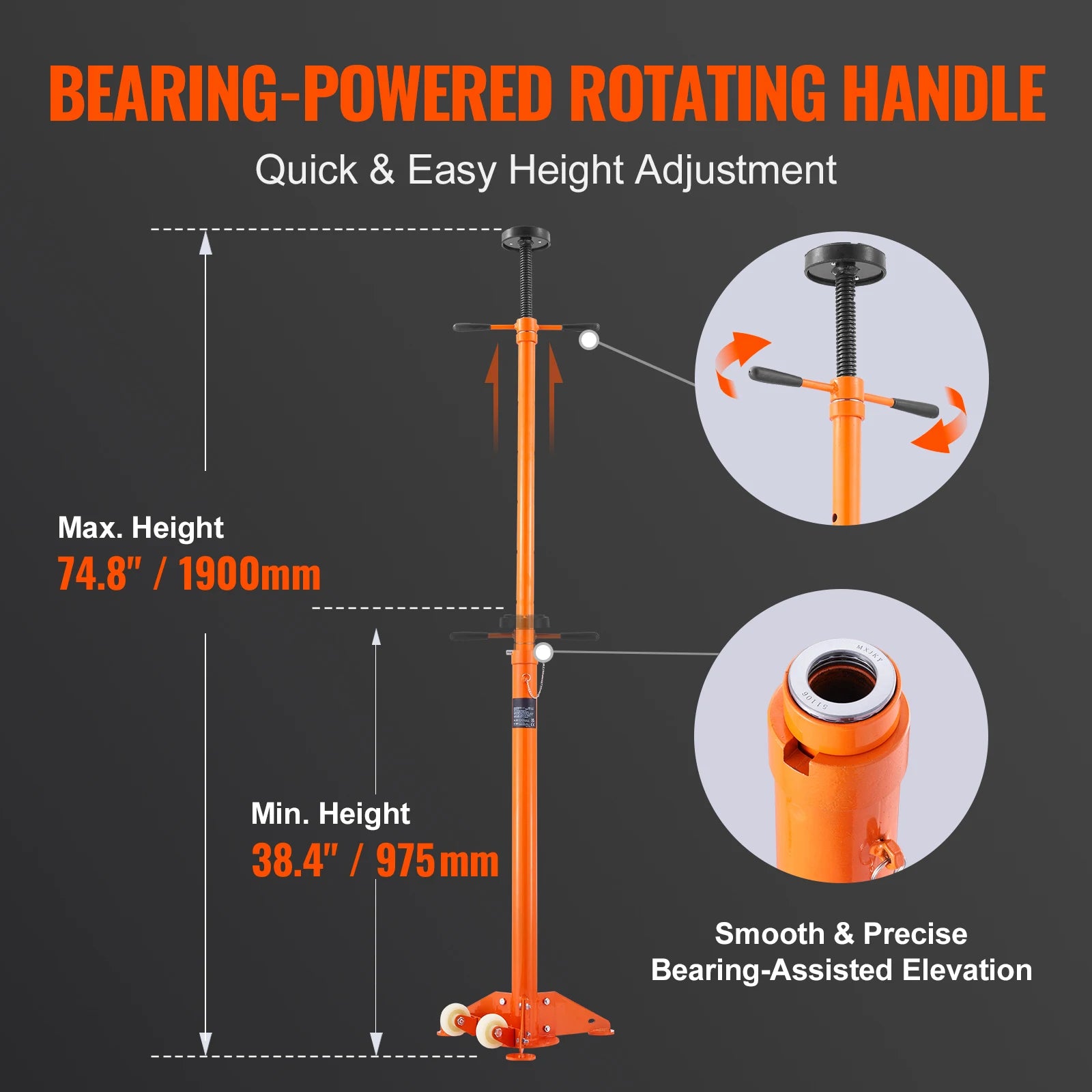 Underhoist Jack Stand 3/4 Ton Adjustable Support with Wheels