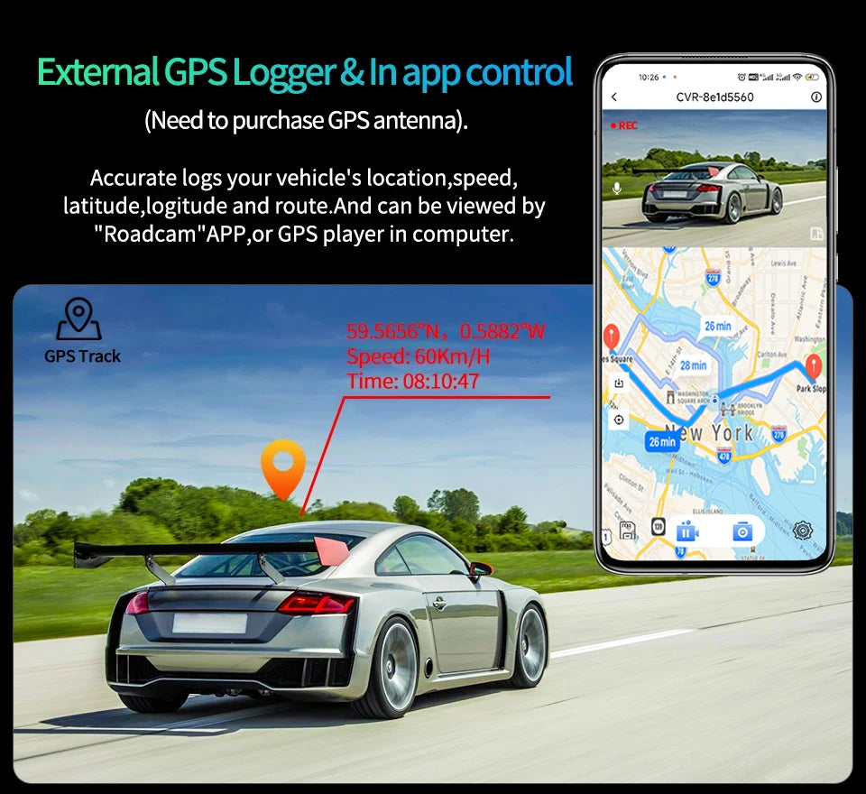 4K Touch Screen Car Dash Cam with Rear Camera