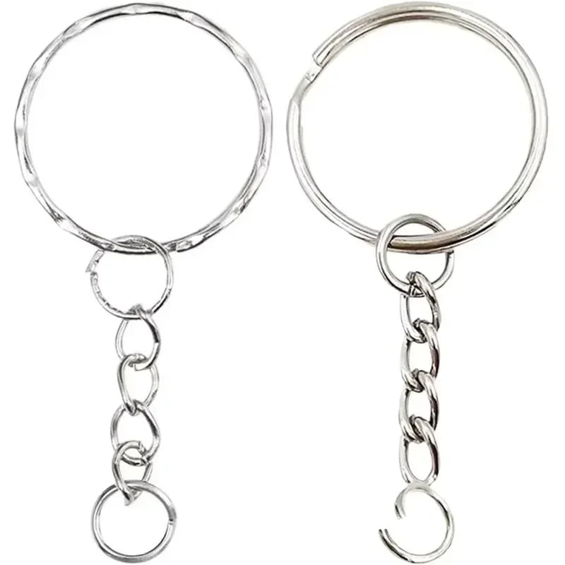 50/200Pcs Stainless Steel Metal Blank Keyring DIY Jewelry Accessories Metal Keychain Ring Hang Chain Car Doll Pendant Hang Chains