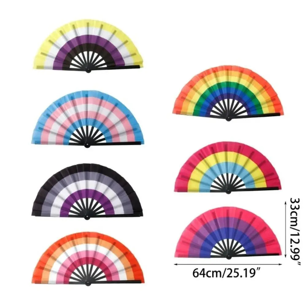 Leque de kung fu dobrável de plástico colorido, 33 cm