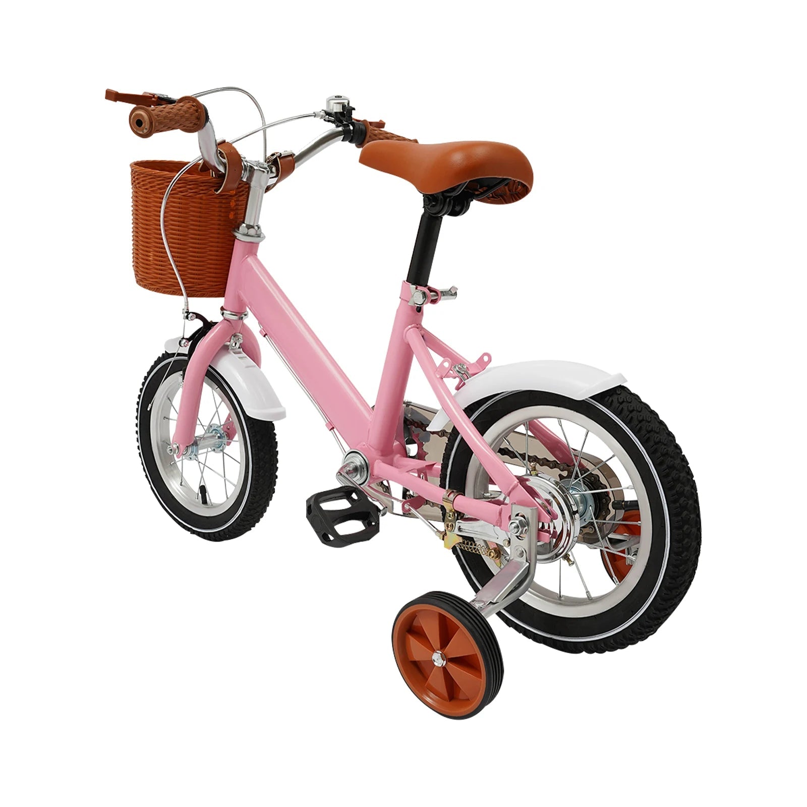 12 Inch Kids Bike w/Training Wheels+Basket, Dual Brakes Adjustable Children's Bicycle Load 40kg for Ages 2-4 (Green/Yellow/Pink)