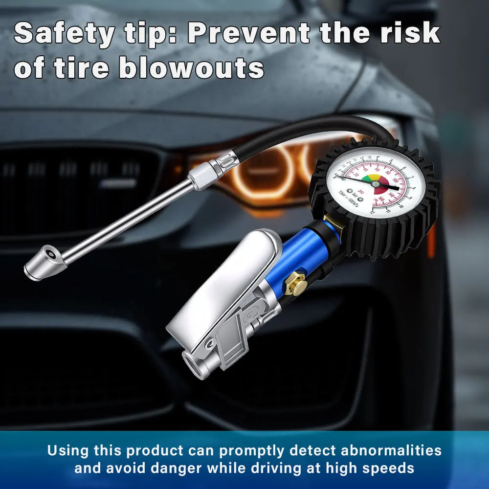 12 Bar Tyre Inflator with Self-Clamping Chuck
