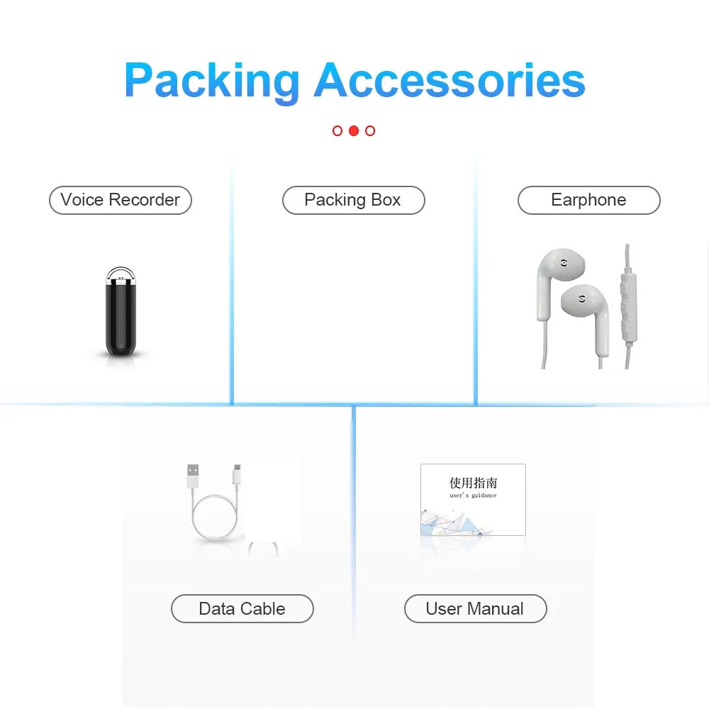 Mini diktafon aktiviran glasom 32GB s dugotrajnom baterijom i veličinom privjeska za ključeve