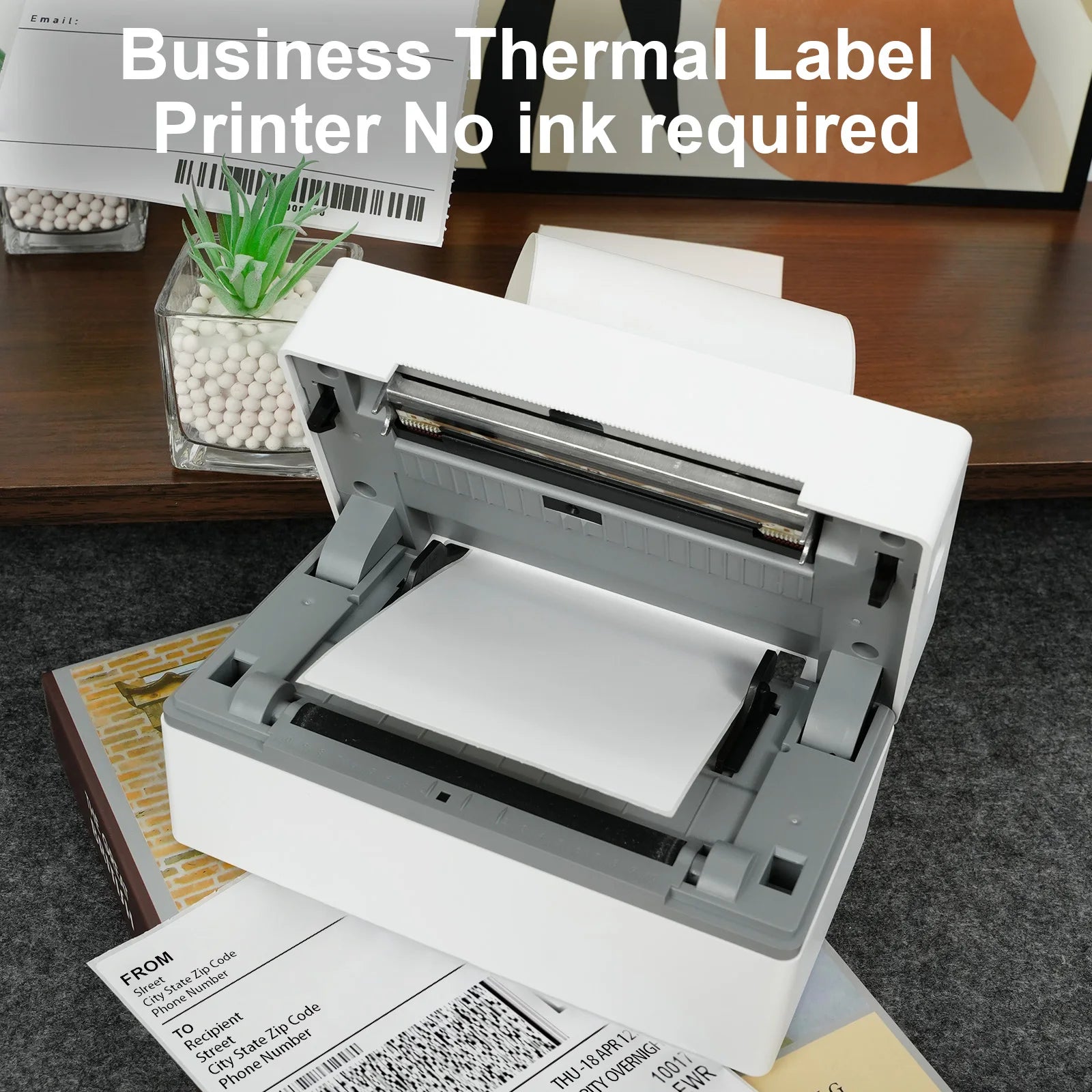 4x6 Thermal Label Printer No Ink Bluetooth USB 203 DPI Fast Print