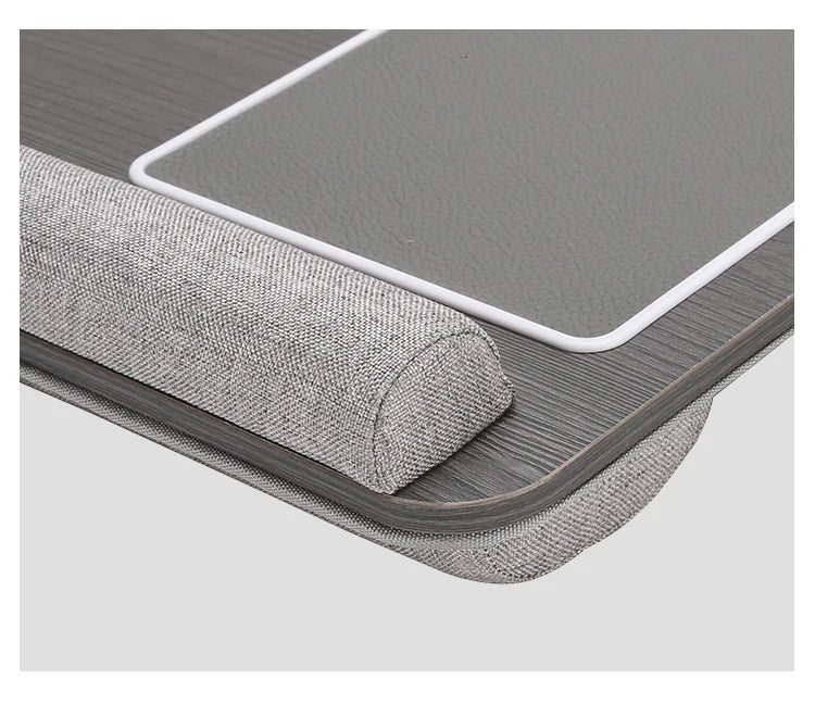 Bamboo Laptop Desk with Mouse Pad & Anti-Slip Grooves