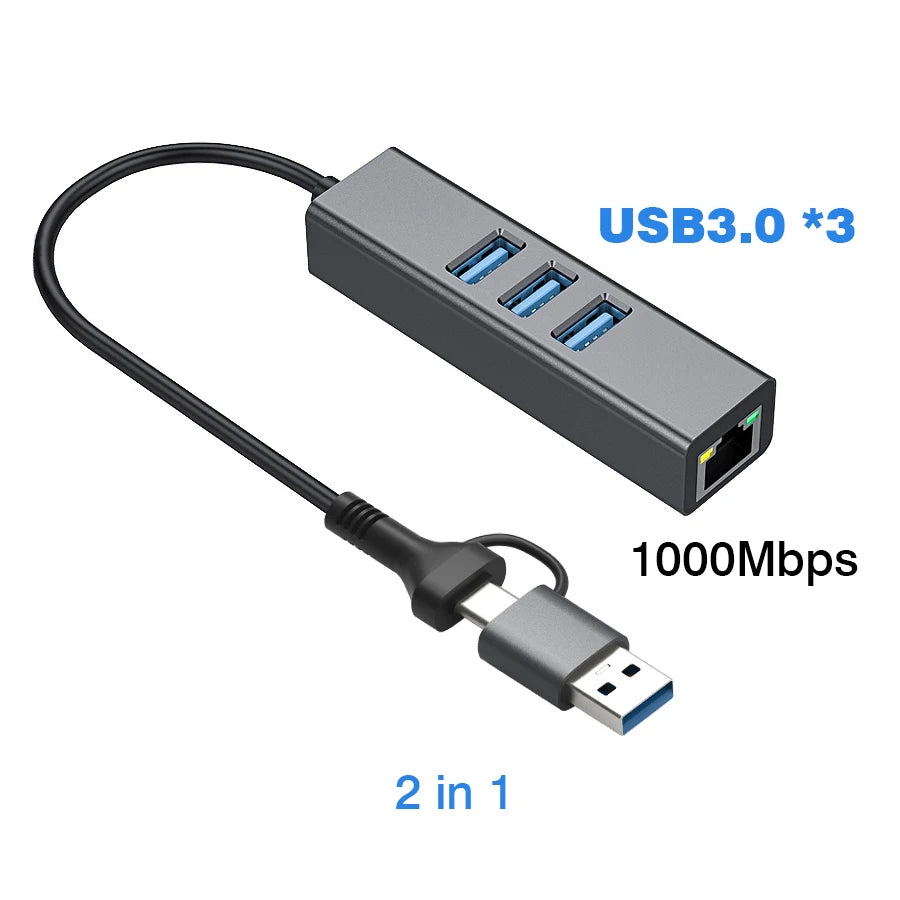 USB-Ethernetadapter en hub, verbindingsopties