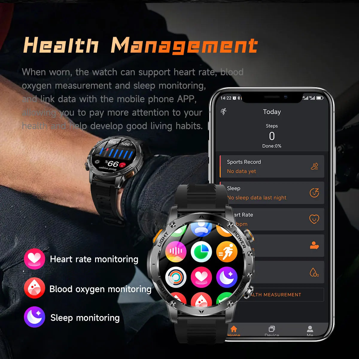 1,7-Inch Bluetooth Bel Smartwatch met Buitenverlichting