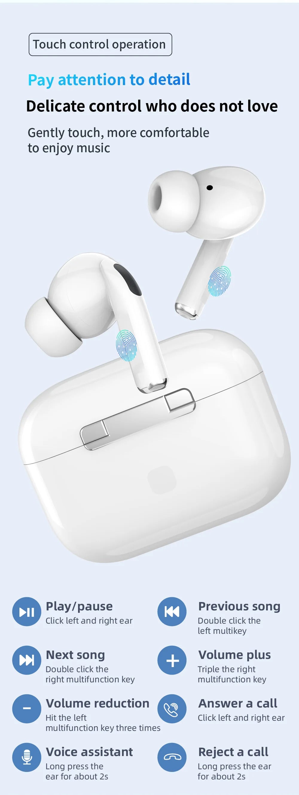 White True Wireless Bluetooth Earbuds