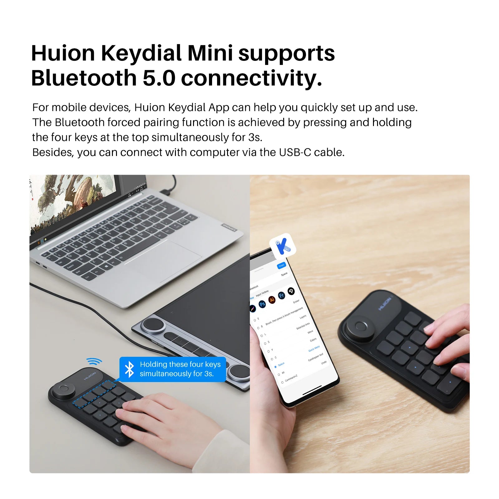 Huion Keydial Mini Keyboard K20 for Creative Workflows