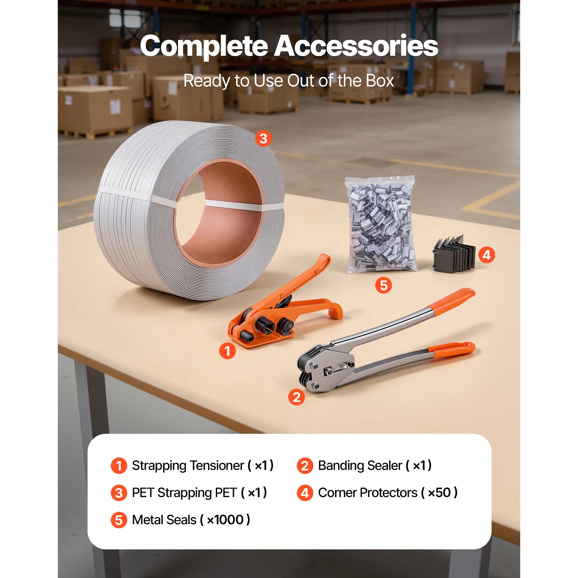 Manual Pallet Strapping Kit with 3200ft PP Band & 1000 Seals