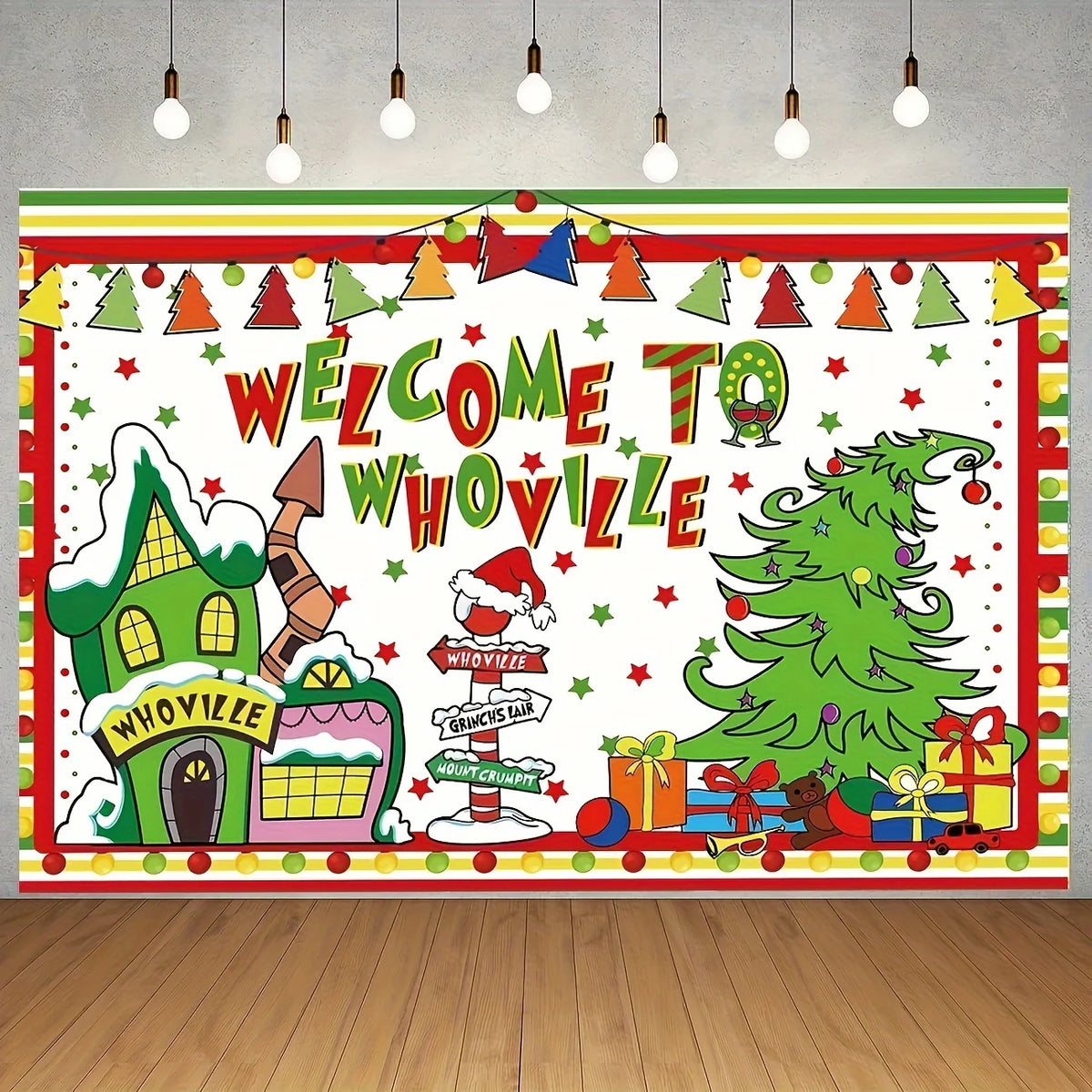 Christmas 'Welcome to Whoville' Fabric Backdrop