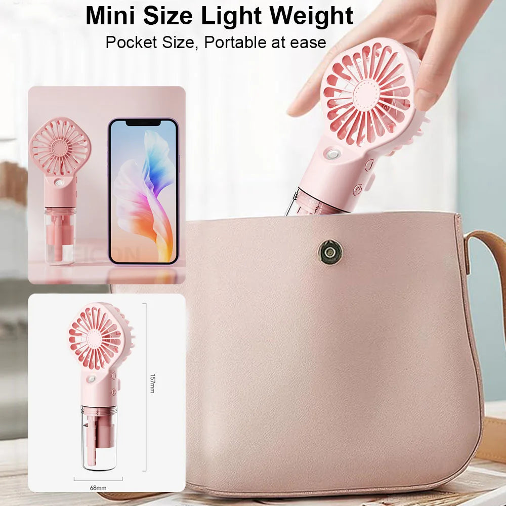 Rechargeable Misting Handheld Fan