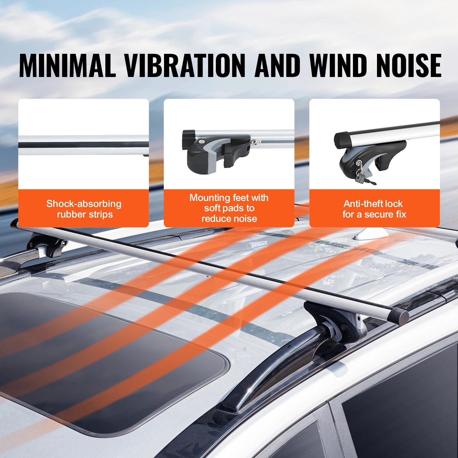Adjustable Aluminum Roof Rack Crossbars 200 lbs for Cars