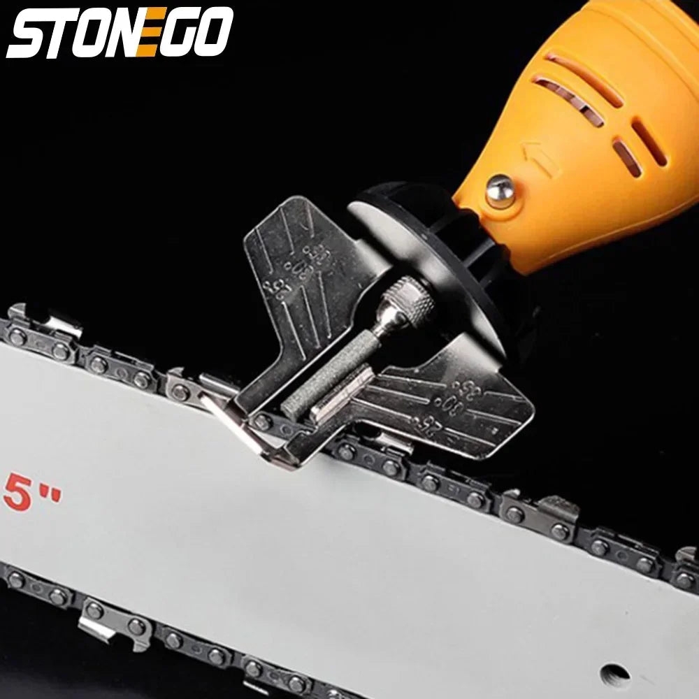 STONEGO Chainsaw Sharpening Attachment - Electric Grinder Attachment for Saw Chains, Polishing and Drill Rotary Accessories