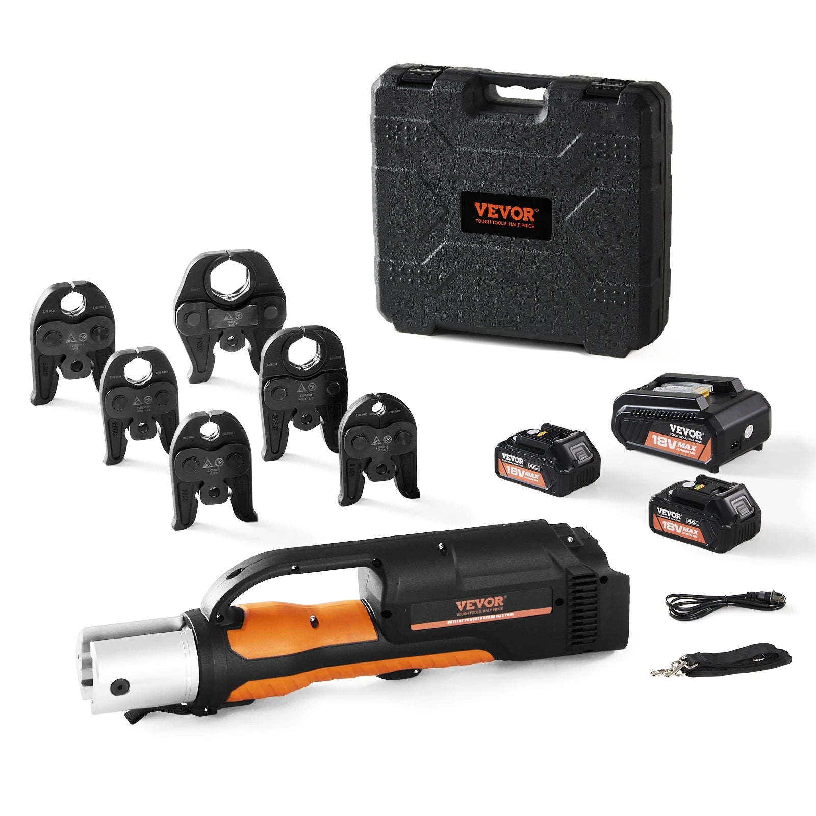 SucceBuy Pro Press Tool 18V Electric Pipe For 1/2 to 2inch Stainless Steel 6 Press Jaws 2PCS Battery Fast Charger Carrying Case