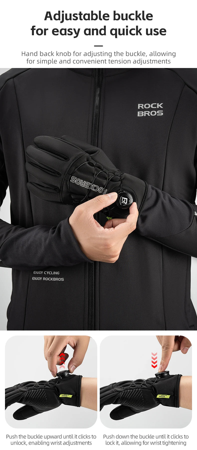 Vinter Cykelhandsker Touchscreen Fuld Finger Varm Anti-Skrid Greb