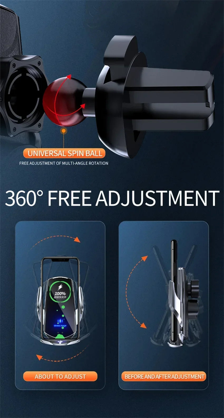 VIKEFON 15W Car Magnetic Wireless Charger Automatic Car Mount Phone Holder For iPhone Samsung Infrared Induction Fast Charging