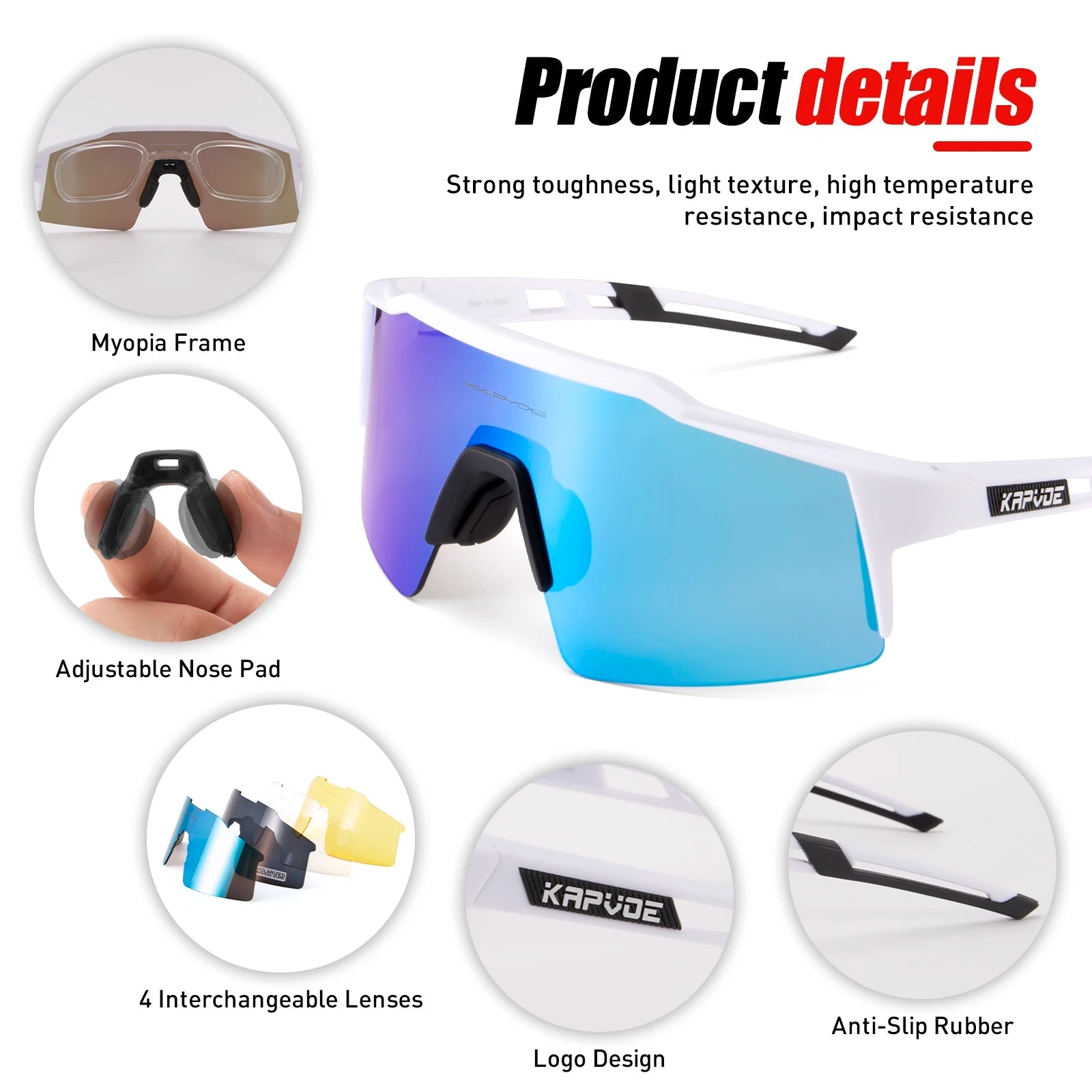 Kapvoe Bicycle Cycling Sunglasses Polarized Cycling Glasses Bike MTB UV400 Mountain Men/Women Eyewear Outdoor Sport Goggles
