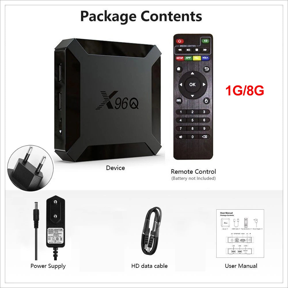 TV Box X96Q Smart Android 10 TV Box 2GB 16GB Allwinner H313 Quad Core 4K Home Theater Fast Set Top Box Media Player