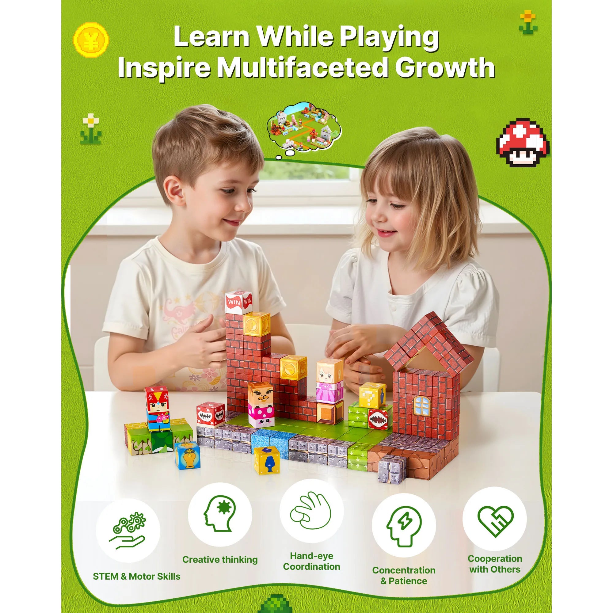 100PCS Magnetic Building Blocks Set for Creative STEM Play