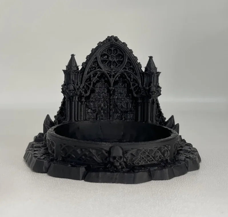 3D Printed Gothic Castle Jewellery Tray in Black or Grey