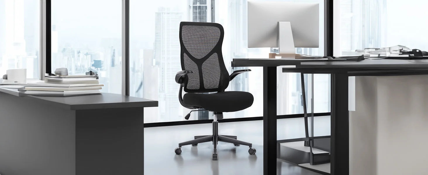 Ergonomic Mesh Office Chair with Lumbar Support & Flip-Up Arms