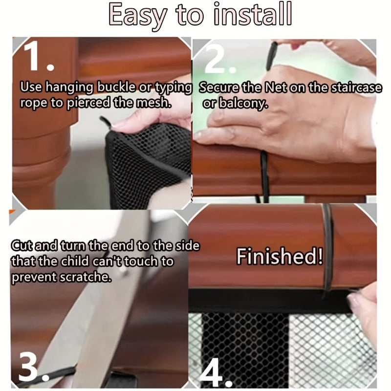 Baby Gate for Stairs Mesh Safety Net for Kids and Pets