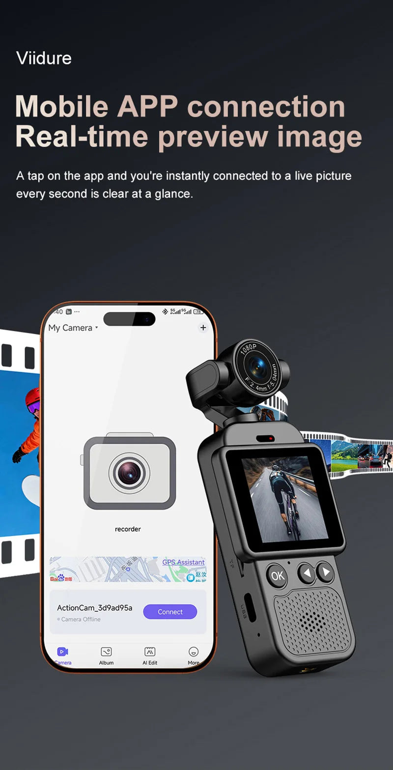 360° Handheld Chest Mount Action Camera 1080P WiFi