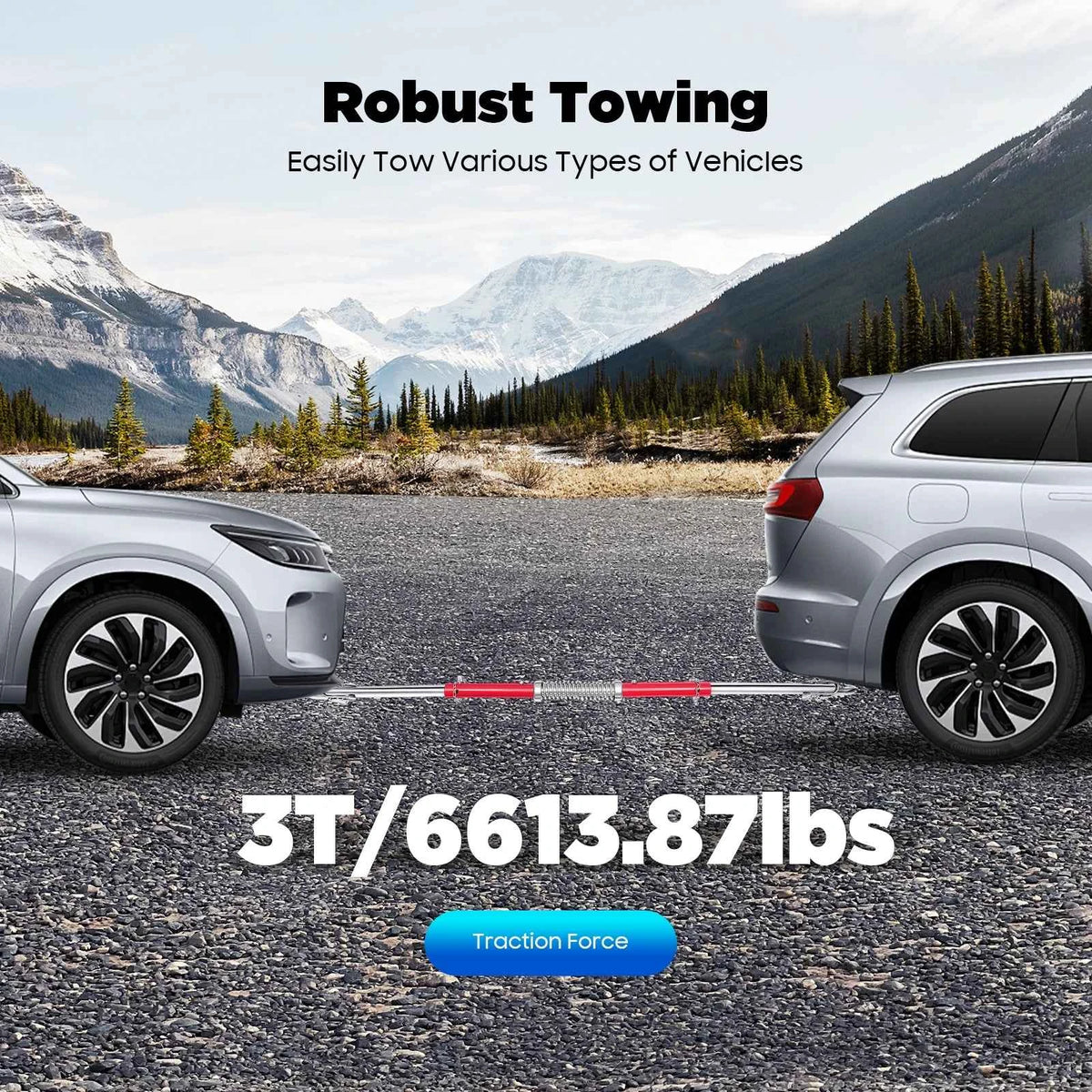 3T Towing Pole Tow Bar with Spring Buffer