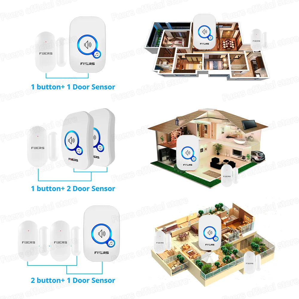FUERS Wireless Door Sensor Alarm with Visitor Chime