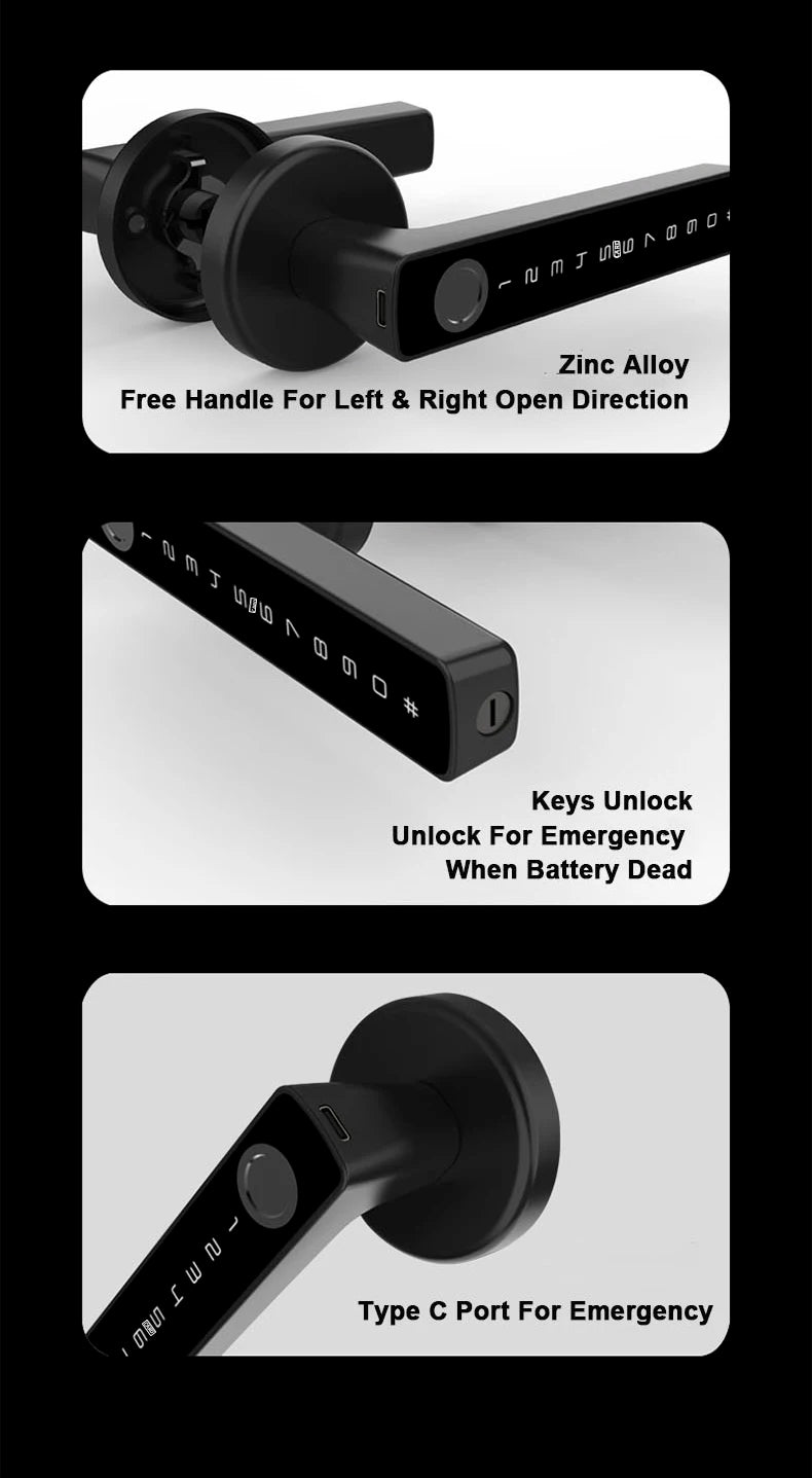RAYKUBE M5 Tuya BLE Smart Fingerprint Door Lock Electronic Lock with Password/Key/Card/Tuya APP Unlock Free Delivery From Spain