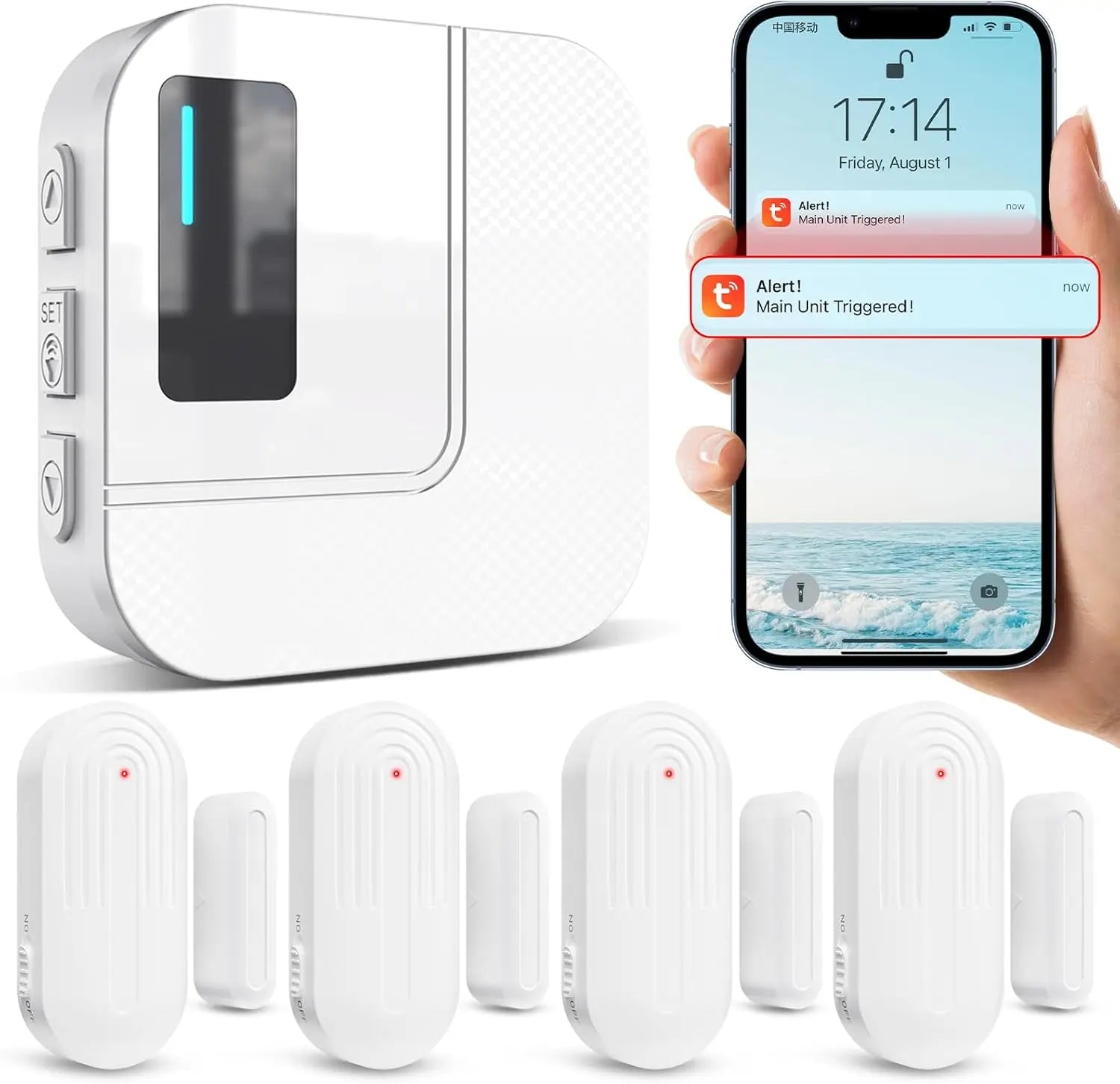 WiFi Door Chime Alert System with Phone Alerts and 4 Sensors