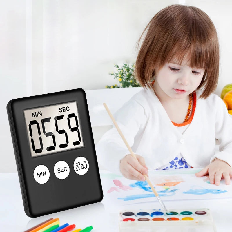 Mini Digital Kitchen Timer with LCD, Magnetic Back and Battery