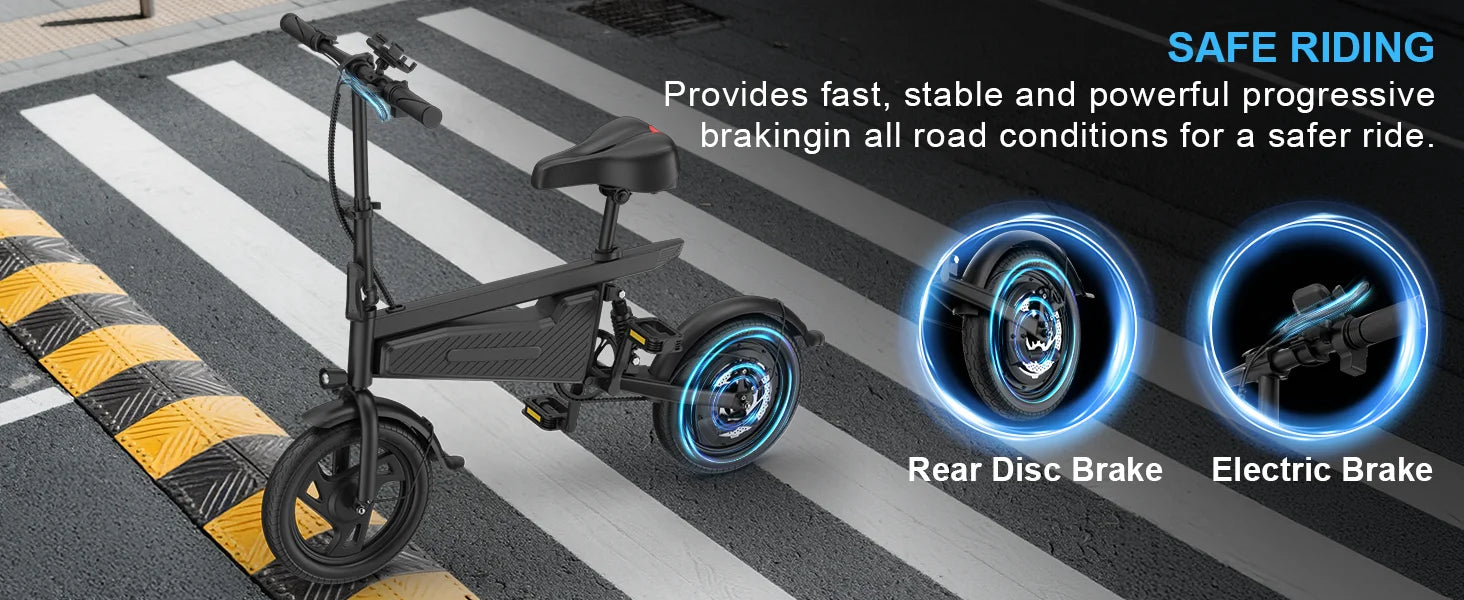 14" Foldable Electric Bike 350W Motor 48V Battery 22MPH Range