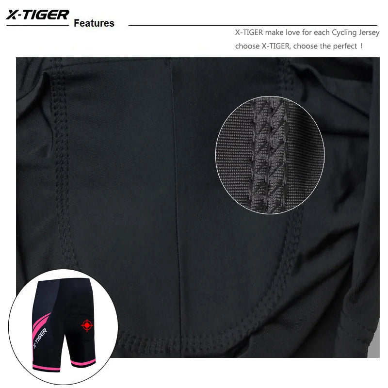 X-TIGER Women Cycling Shorts 3D Gel Padded Shockproof MTB Mountian Bicycle Shorts Road Racing Bike Shorts Summer Outfit Clothes