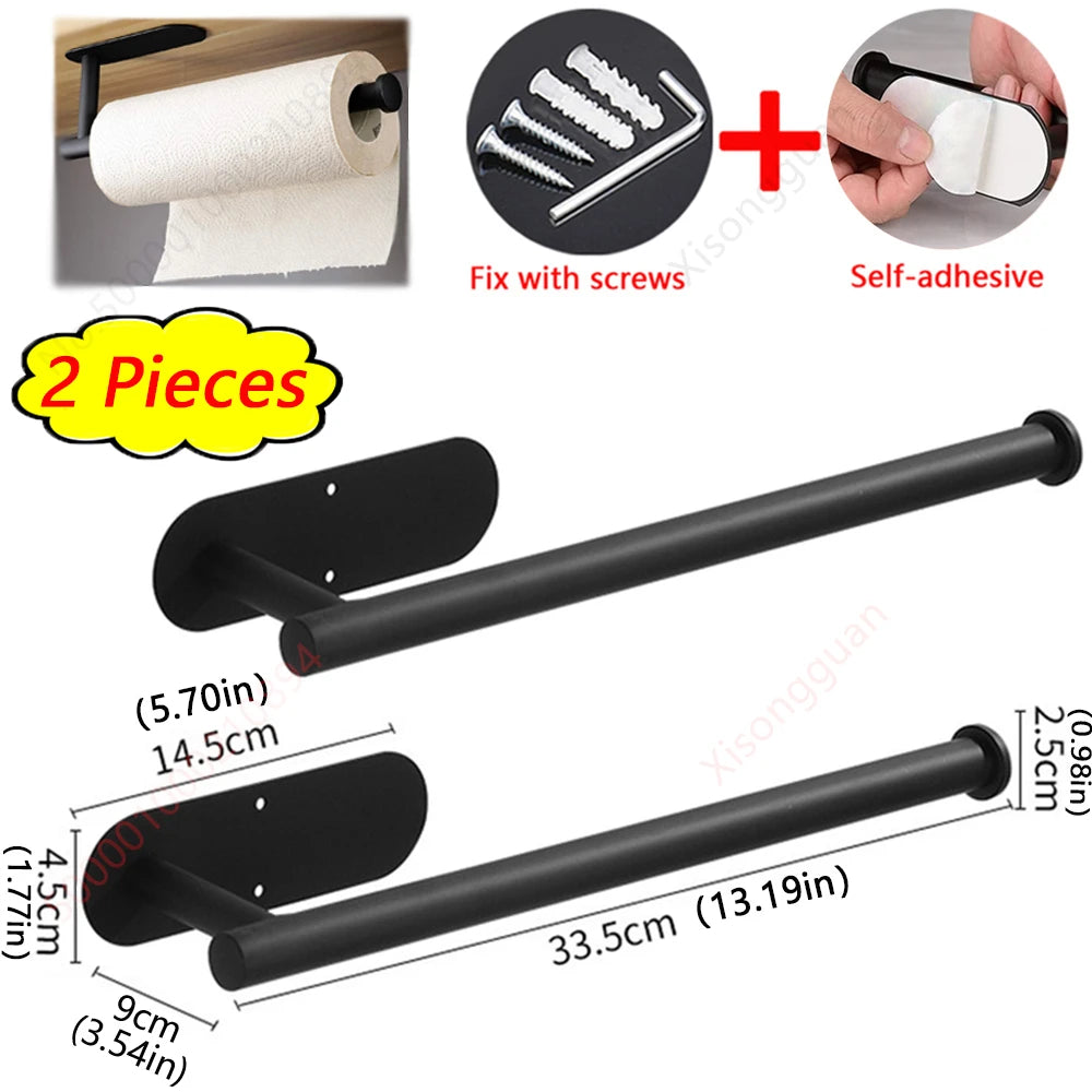 1/2PCS Kitchen Paper Towel Holder Toilet Paper Holder Adhesive Tissue Rack Napkin Dispenser Cabinet Storage Bathroom Accessories