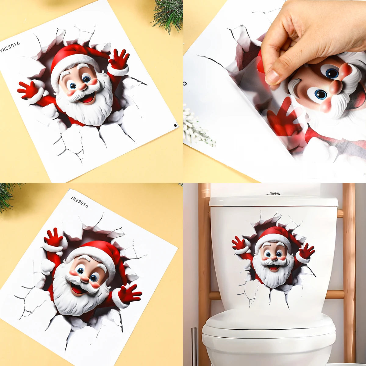 Christmas Toilet Sticker Merry Christmas Decoration for Home 2025 Pendant Xmas Sticker Ornament Navidad Natal New Year Gift 2026