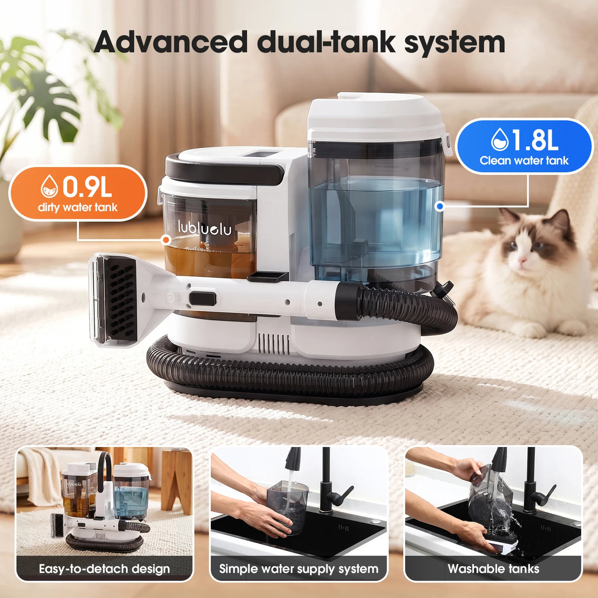 Portable Carpet and Upholstery Spot Cleaner Vacuum 16kPa