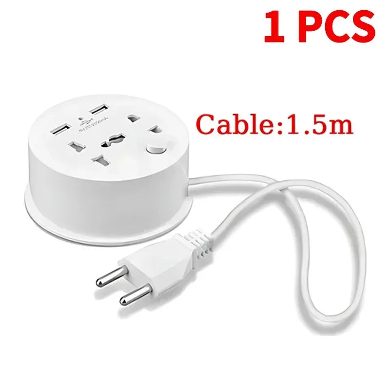 Kerek EU-s hosszabbítóaljzat két USB-porttal