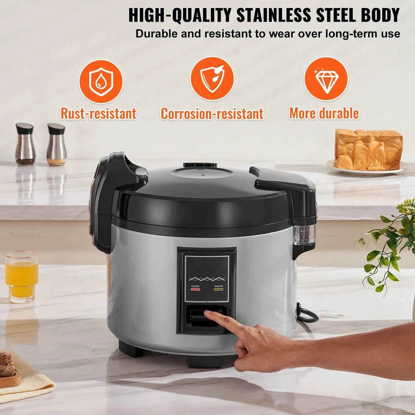 SucceBuy Commercial Rice Cooker 60/70 Cup Capacity Rice Cooker 13/15 L with Nonstick Inner Pot Fast Cooking with Rice Cup Paddle