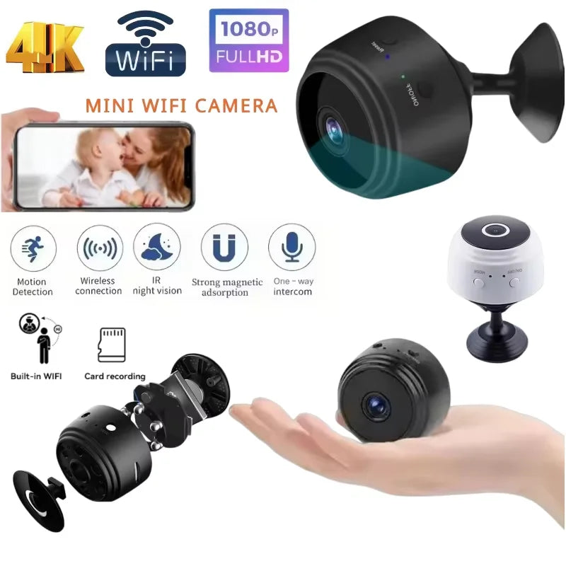 Mini WiFi bezpečnostná kamera A9 s nočným videním a upozorneniami na pohyb