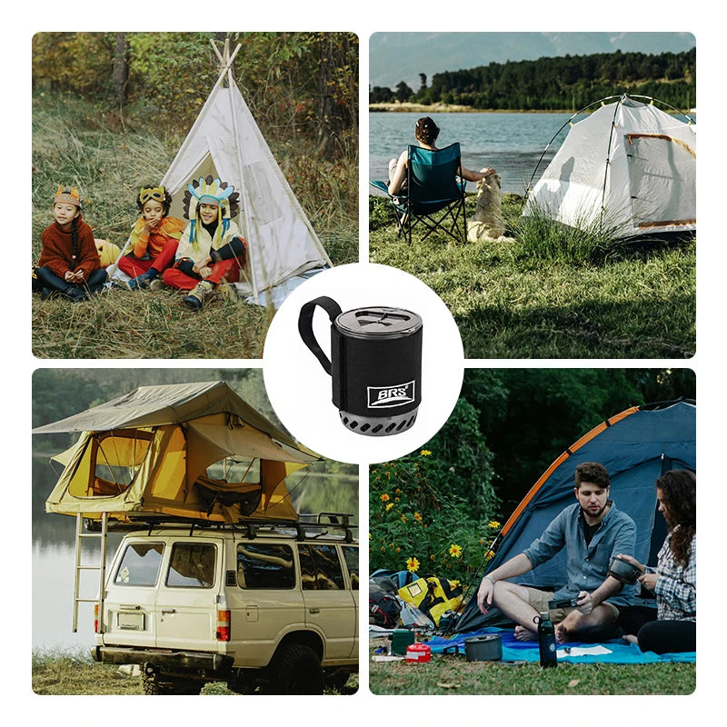 BRS-61 Camping Stove Kit with 1500W Heat Collecting Pot