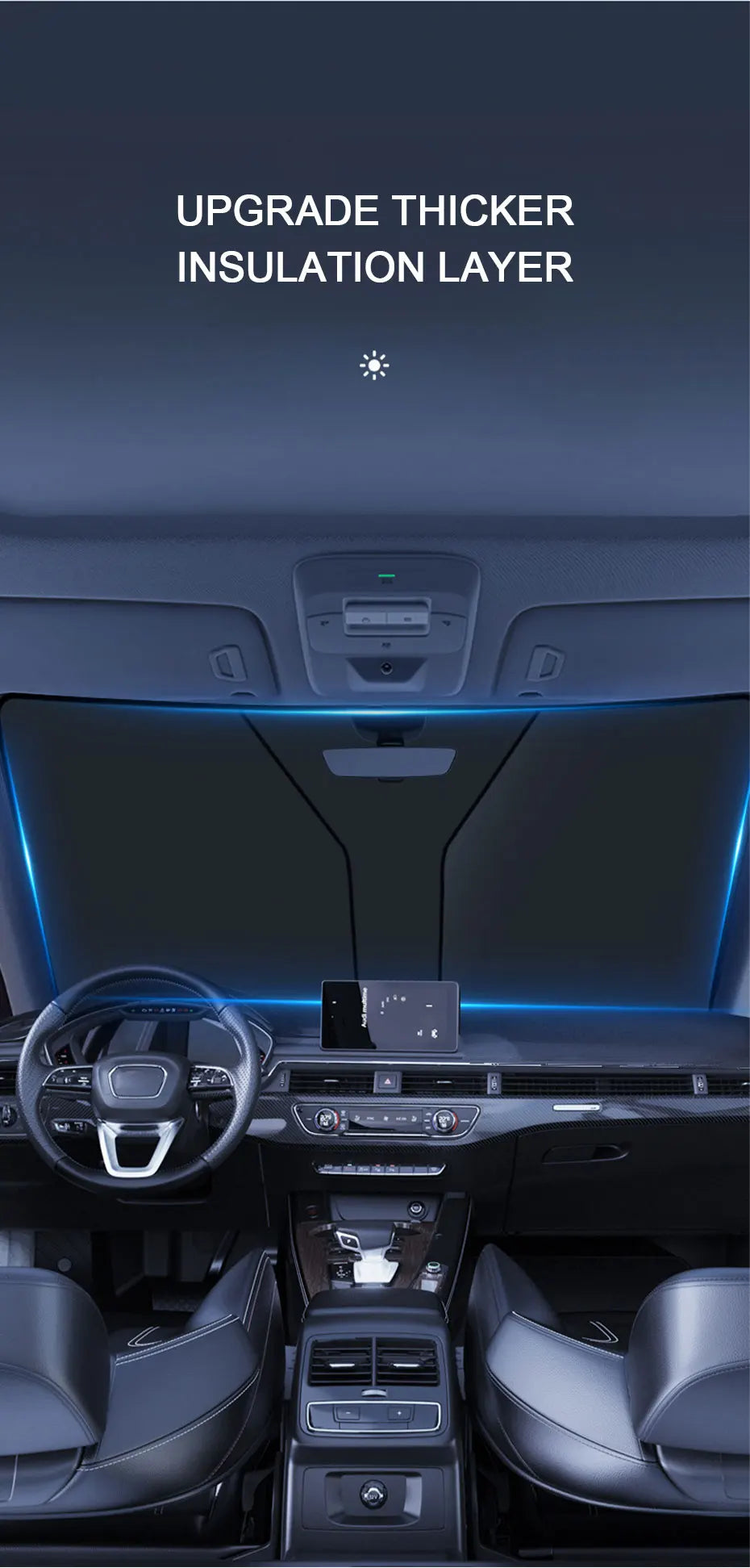 SEAMETAL Car Windshield Sun Shade Foldable Front Window Sun Protection Cover Anti UV Summer Cooling Sunshade Curtains for Car
