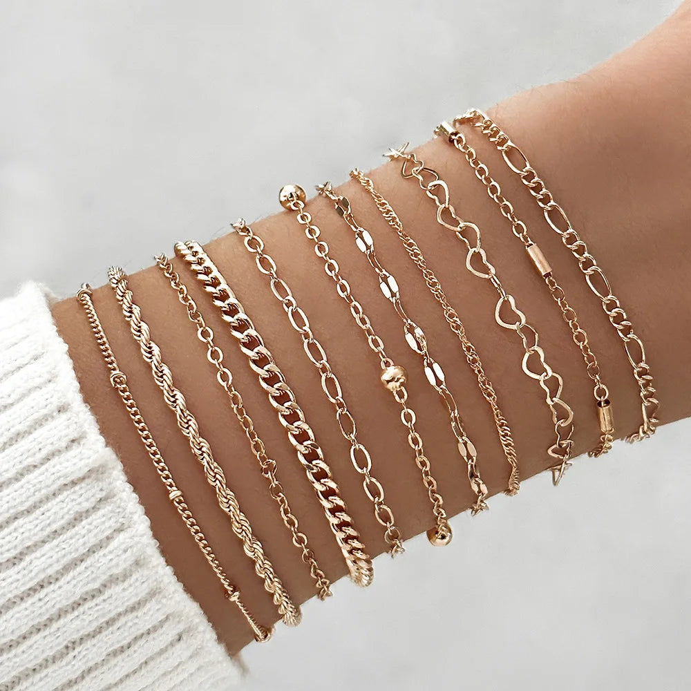 Boho Twist Chain Bracelet Set for Women