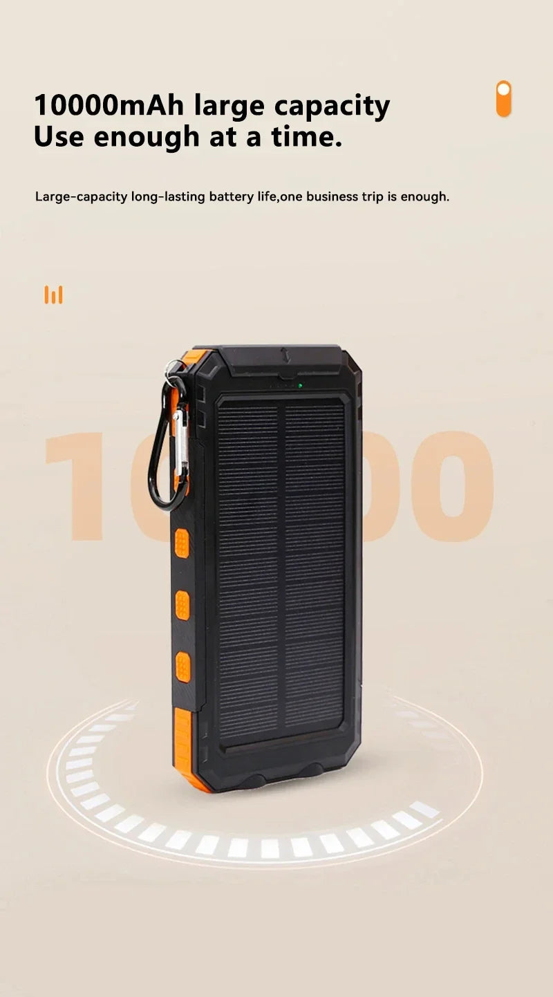 Solar Power Bank with Fast Charging and Emergency LED Light