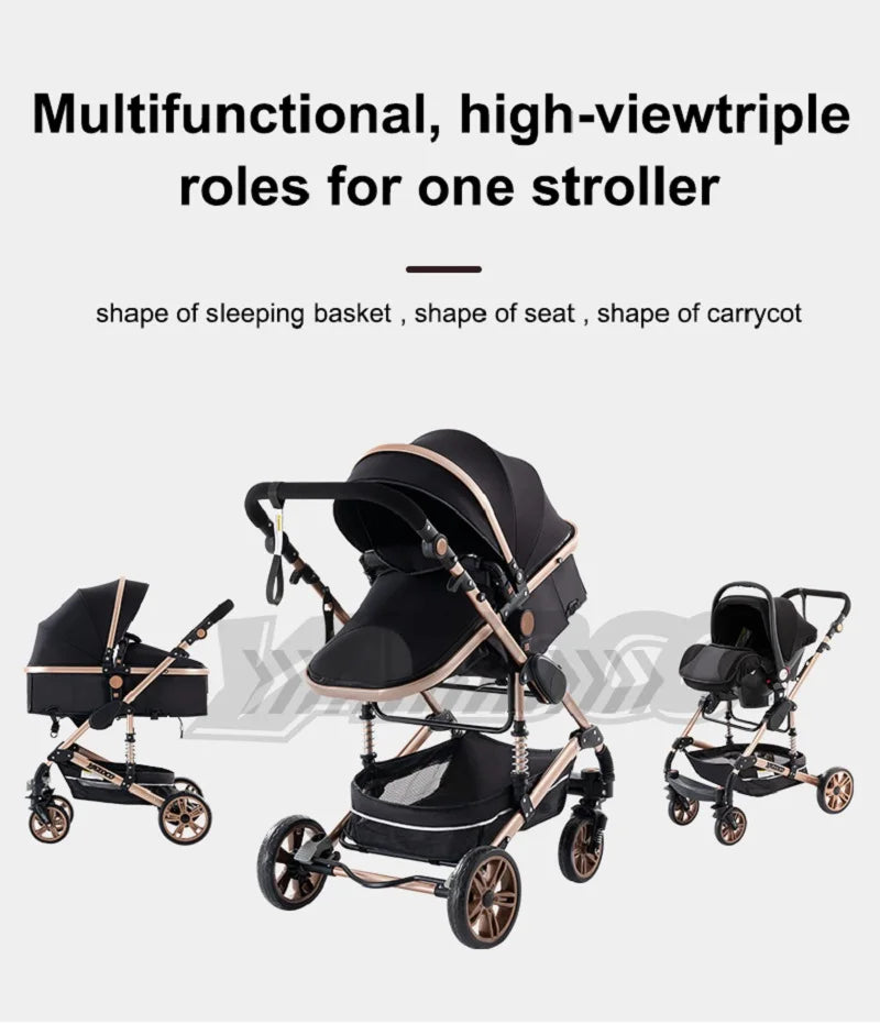 Luxurious 3‑in‑1 Baby Stroller High‑Landscape Travel System