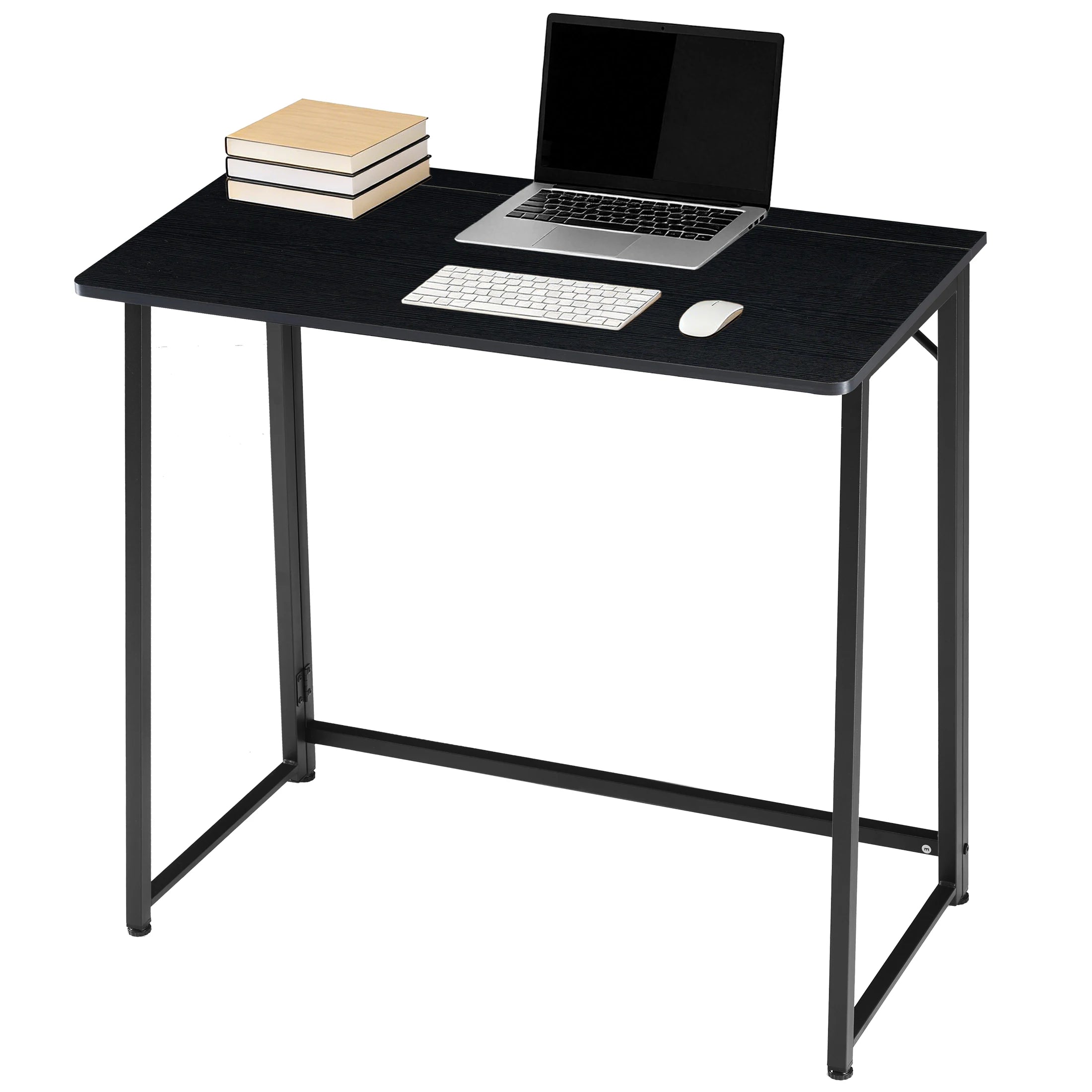 31.5" Folding Office Desk Compact Wooden Workstation with Metal Frame