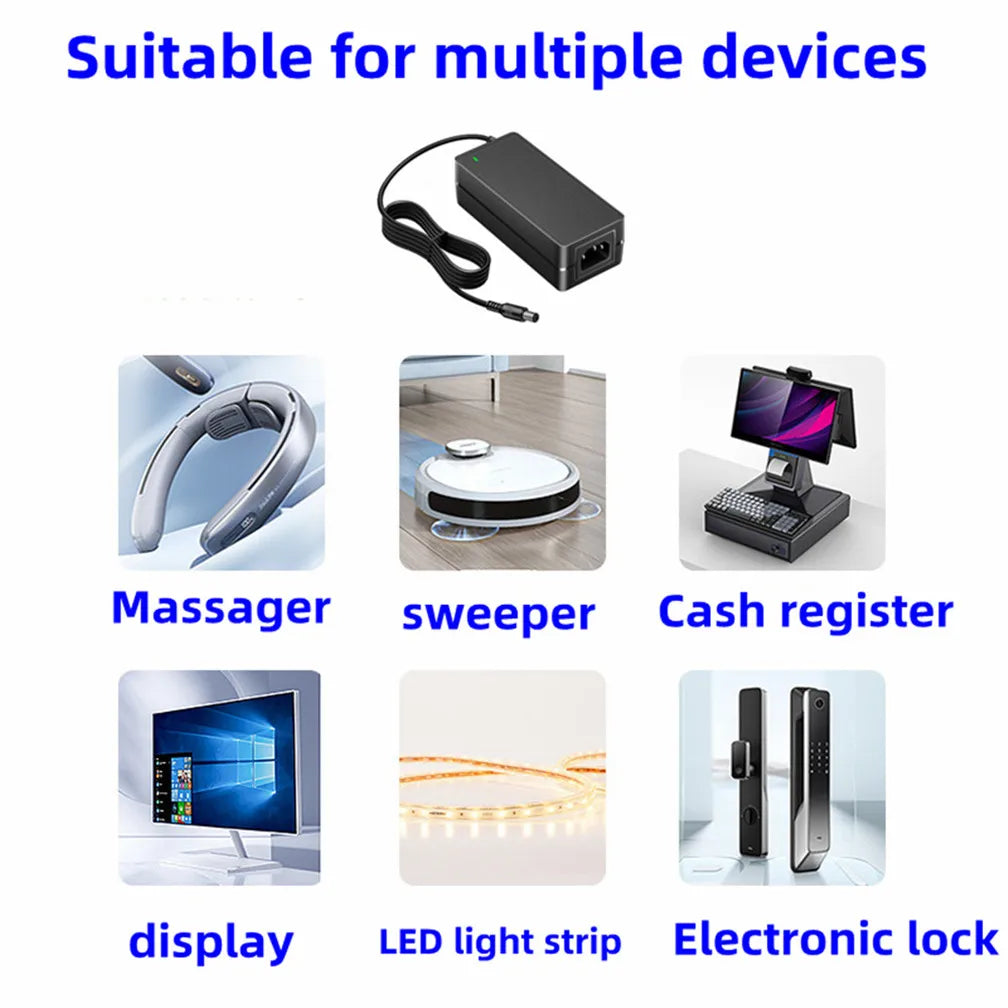 5V 6V 7.5V 9V 12V 13.5V 15V 16V 18v 19V 20V 24V 28V 30V 32V 36V 42V 48V 2A 3A 1a 4A 5A 6A Power Supply Adapter Converter Charger