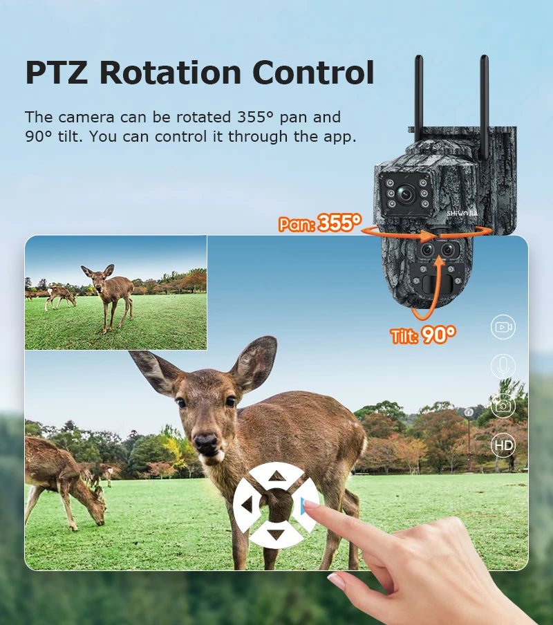 12MP 15X Zoom 4G Solar Security Camera Dual Screen Outdoor PTZ